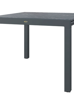 Patio Table for 6-8 People, Aluminum Frame Rectangle Garden Table with Wood Effect Steel Top, for Backyard, Dark Gray