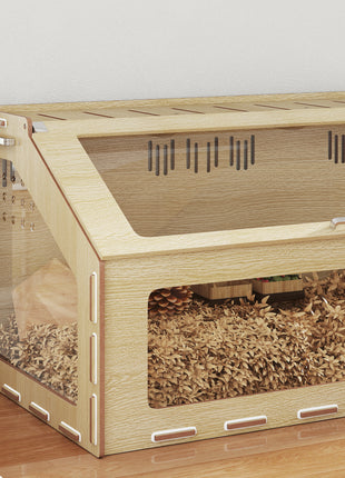 39 inch Hamster Cage Habitat with Acrylic Window & Openable Top for Dwarf Hamster, Gerbil, Guinea Pig, Rat, Oak