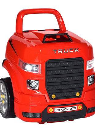 Mechanic Kids Truck Engine Toy Set, Car Service Play Set, Red