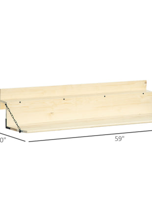 Hanging Balcony Table, Spruce Wood Foldable Railing Bar, Serving Table & Desk, Fits up to 3.9 Inches, Natural