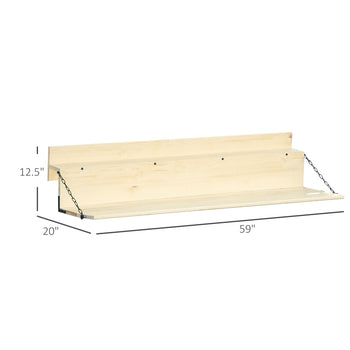 Hanging Balcony Table, Spruce Wood Foldable Railing Bar, Serving Table & Desk, Fits up to 3.9 Inches, Natural