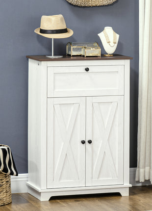 Farmhouse Sideboard Storage Cabinet with Doors and Drawer for Kitchen, Living room, 23.5"x11.75"x34.5", White