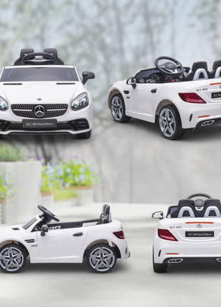 Mercedes SLC 300 Licensed Kids Electric Car with Remote Control, 12V Battery Powered Kids Ride on Car with Music, Lights, Suspension for 3-6 Years Old, White