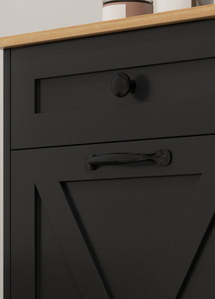 Tilt Out Laundry Hamper Cabinet, Bathroom Storage Cabinet with 2 Removable Baskets and 2 Drawers, Black