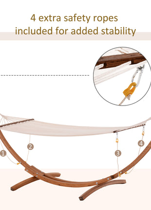 10' Wood Outdoor Hammock, Hammock with Stand Rainbow Bed, Heavy Duty Roman Arc Hammock for Single Person for Patio Backyard Balcony Porch, White