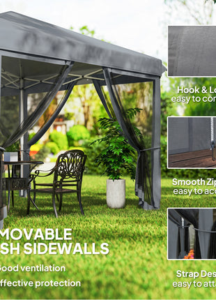 10' x 20' Pop Up Canopy Tent with Netting, Heavy Duty Instant Sun Shelter, Large Tents for Parties with Carry Bag for Outdoor, Garden, Patio, Gray