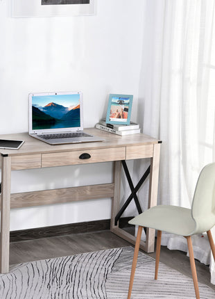 44 inch Home Office Computer Desk, Rustic Writing Desk, Farmhouse Workstation with Storage Drawer, X-Frame