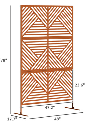 Decorative Privacy Fence Screen, Metal Outdoor Privacy Screen Climbing Plant Trellis with Stand, Rhombus Brown