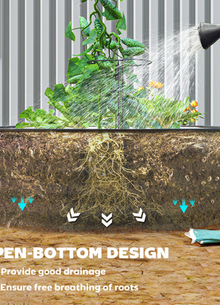 7' x 3' x 1' Raised Garden Bed Set, 2PCS Raised Beds for Gardening with Metal Plant Stakes, Green
