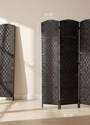 Room Divider, 3 Panel Folding Privacy Screen, 70.9" Tall Portable Weave Partition Wall Divider for Bedroom, Coffee