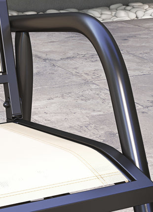 Outdoor Glider Chair, Steel Swing Chai with Curved Armrests for Porch, Garden, Poolside, Balcony, Cream White