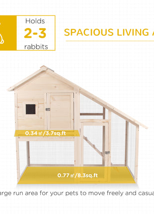 55" L 2-Tier Wooden Rabbit Hutch Bunny Cage