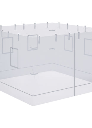 Canopy Screen Walls, Replacement Netting with 6 Service Windows and 1 Door, for 10' x 10' Canopy Tent, White