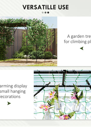 Garden Arch Trellis, 7.3 FT Tall Metal Plant Trellis Support with Climbing Net, Cucumber Trellis for Vegetables, Black