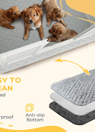 Whelping Box for Puppies with Pee Pad, Pig Rail, Adjustable Door for Small, Medium & Large Breed Dogs Birth, 41" x 39"