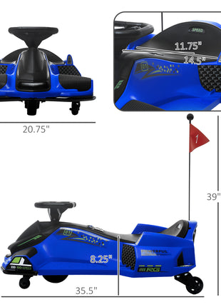 12V Electric Drifting Go Kart w/ Slow Start, Music, Lights, Blue