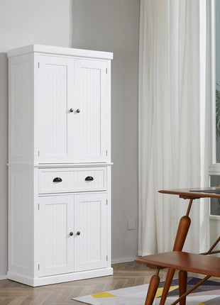 72" Kitchen Cabinet, Pantry Storage Cabinet with Doors and Shelves
