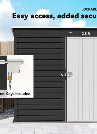 6' x 4' Outdoor Garden Shed, Metal Storage Shed with Lockable Door and Gloves for Backyard Garden Patio, Dark Gray
