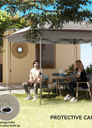 12' x 12' Pop Up Canopy Tent with Netting and Carry Bag, Instant Sun Shelter with 137 sq.ft Shade, Beige and Brown