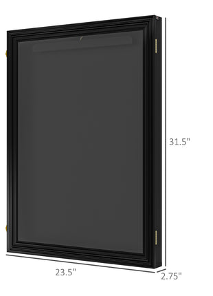 24" x 32" Acrylic Shadow Box Frame, UV-Resistant Jersey Display Case with T-shirt Hanger and 2 Keys, Black