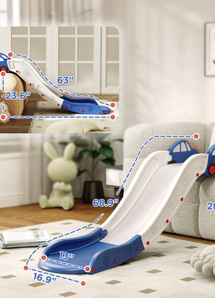 Extra Length Toddler Slide for Bed, Sofa, Easy to Assemble, Blue
