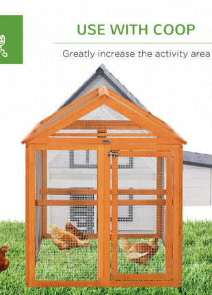 Wooden Chicken Run, Combinable Design with Perches, 4.6' x 2.8', Orange