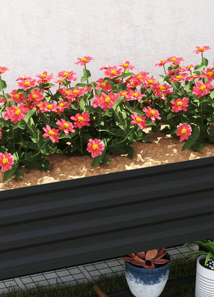 Galvanized Raised Garden Bed, Metal Planter Box with Legs, Storage Shelf and Bed Liner, Dark Gray