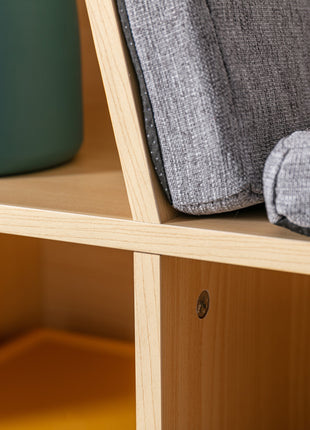 6-Cubby Kids Bookcase with Reading Nook and Cushion, Multi-Purpose Storage Organizer for Bedroom, Living Room, Natural