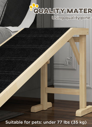Dog Ramp for Bed, Pet Ramp for Dogs with Non-Slip Carpet and Top Platform, 74" x 16" x 25", Natural