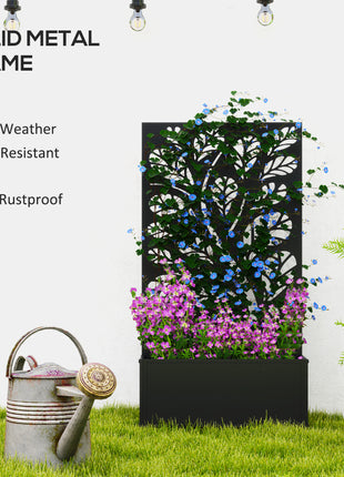 Metal Garden Bed with Trellis for Climbing Plants, Freestanding or Wall Mounted Flower Bed for Garden, Patio, Balcony