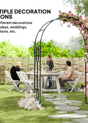 7.3ft Steel Garden Arch Trellis, Garden Arbor Trellis for Climbing Plants Roses Wisteria Vines, Flower Arch Wedding Arch Stand for Outdoor, Garden, Lawn, Backyard, Black