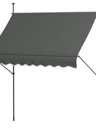 8' x 4' Manual Retractable Awning, Non-Screw Patio Awning, UV Resistant for Window or Door, Dark Gray