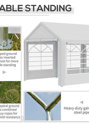 10' x 20' Heavy Duty Party Tent & Carport with Removable Sidewalls and Double Doors, Large Canopy Tent, Sun Shade Shelter, for Parties, Wedding, Outdoor Events, BBQ, White