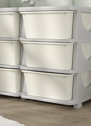 29.5" 3 Tier Kids Storage Unit Dresser Tower w/ 9 Drawers, Cream White