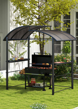 8' x 5' Outdoor Grill Gazebo Canopy Shelter with Vented PC Roof, Side Shleves