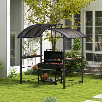 8' x 5' Outdoor Grill Gazebo Canopy Shelter with Vented PC Roof, Side Shleves