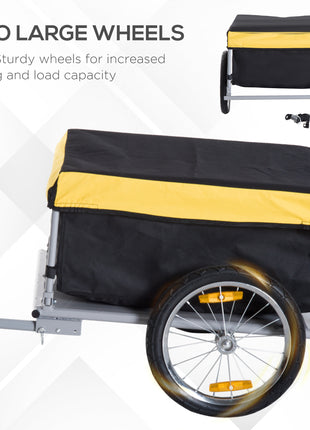 Bicycle Cargo Trailer, Two-Wheel Bike Luggage Wagon Trailer with Removable Cover, Fits 20" - 26" Bicycle Wheels, Yellow