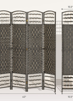 4 Panel Room Divider, Folding Screen, 5.6', Dark Gray
