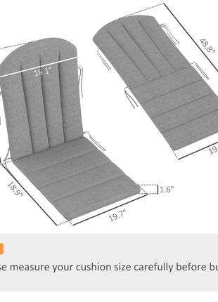 Set of 4 Outdoor Chair Cushions, High Back Adirondack Chair Cushion with Ties, High-Density Foam, Gray