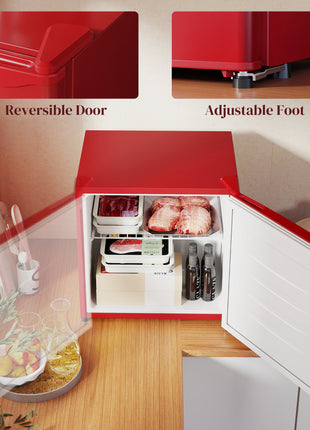 1.1 Cu.Ft Countertop Mini Freezer, Compact Upright Freezer with Removable Shelves, Red