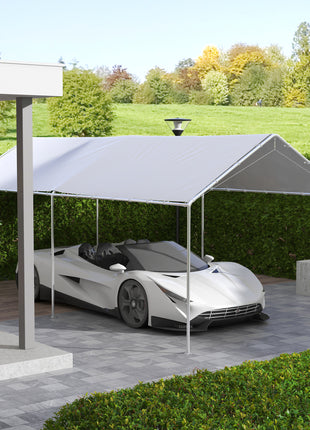 10 x 20ft Carport Roof, UV Resistant Canopy Replacement Cover with Ball Bungee Cords, White