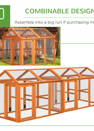 Wooden Chicken Run, Combinable Design with Perches, 4.6' x 2.8', Orange