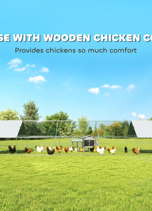 Large Chicken Coop with Waterproof and Anti-UV Cover, Spire Shaped for Outdoor and Yard Farm Use, 33' x 10' x 6.4'