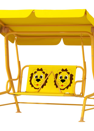 Kids Patio Swing Chair with Adjustable Canopy, Safety Belt for Patio, Garden, Poolside, Balcony, Yellow