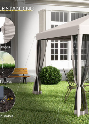 10' x 10' Pop Up Canopy Tent with Netting, Instant Gazebo, Screen House Room with Carry Bag, Height Adjustable, for Outdoor, Garden, Patio, Camping, Beige