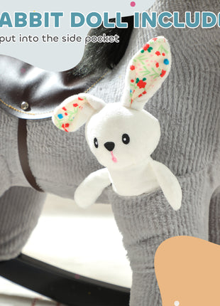 Kids Rocking Horse, Plush Toddler Ride on Toy with Realistic Neigh and Toy for 2–5 Years Old, Gray