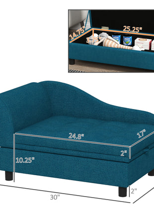 Pet Sofa Dog Sofa for Small Dogs with Storage, Dark Blue