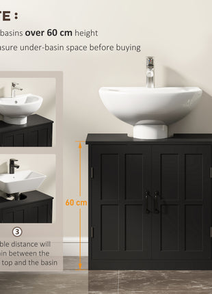 Bathroom Sink Cabinet, Pedestal Sink Cabinet with Adjustable Shelf, Black