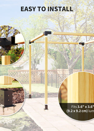 8PCS Pergola Kit, Pergola Brackets with 3-Way & 4-Way Corner Brackets for 4"x4" (Actual 3.6"x3.6") Lumber