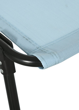 Folding Chaise Lounge Pool Chair with 4-Position Reclining Back, Pillow, Breathable Mesh & Bungee Seat, Baby Blue